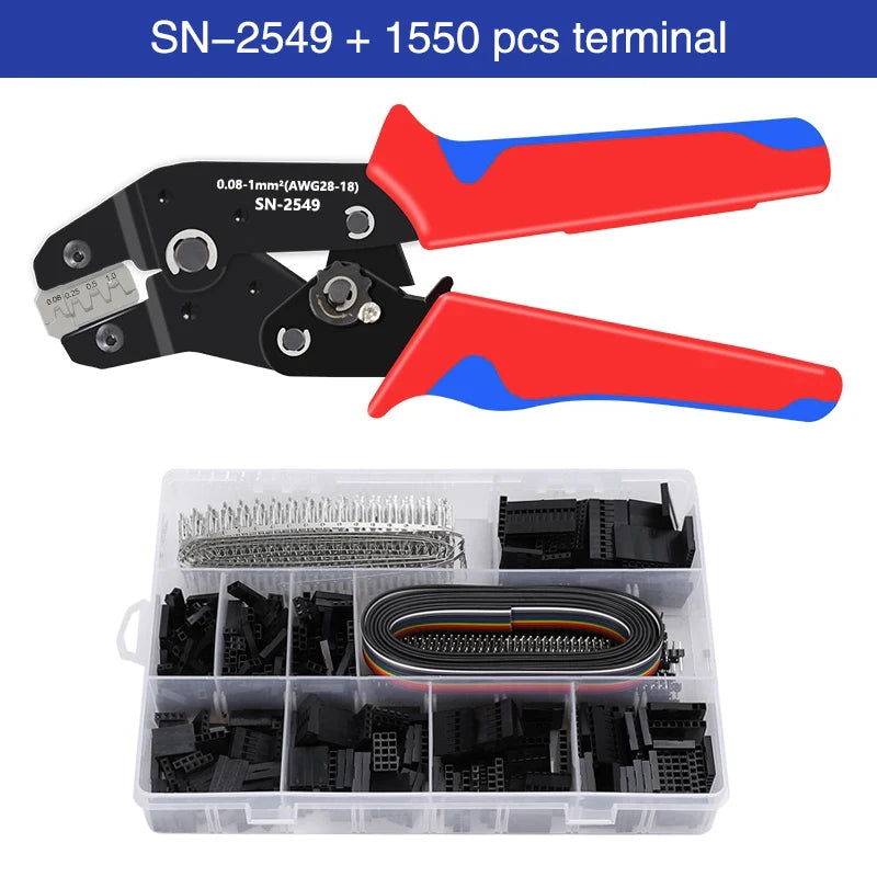 Ratcheting Crimping Plier for PH2.0/XH2.54/2.54/2.8/3.0/3.96/4.8/KF2510/JST Terminal Dupont Connectors Crimper Tool SN-2549
