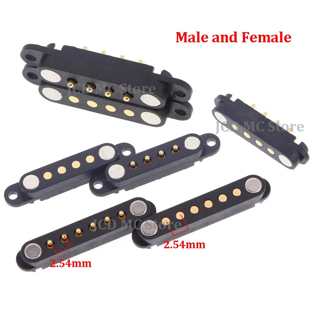Spacing 2.54mm 2A DC Magnetic Pogo Pin Connector 4/5/6/7/8Pin Pogopin Male Female Spacing 2.5 Spring Loaded DC Power Socket Spot