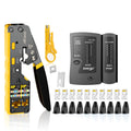 ZoeRax Pass Through RJ45 Crimp Kit Cat5e/Cat6 Crimper with 10PCS 8P8C Cat5e/Cat6 Connectors POE LAN Tester for RJ45 RJ11 Wiring