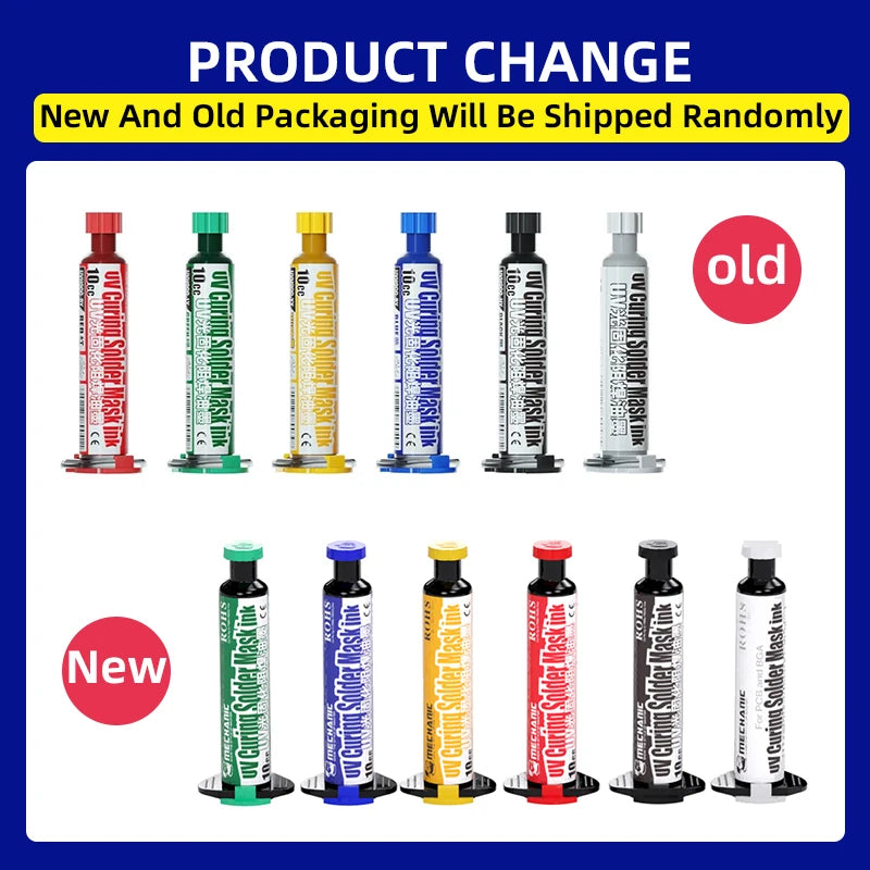MECHANIC 6 Colors 10ml UV Curing Solder Mask Ink for PCB BGA Circuit Board Insulating Protect Soldering Paste Flux Oil Mechanic