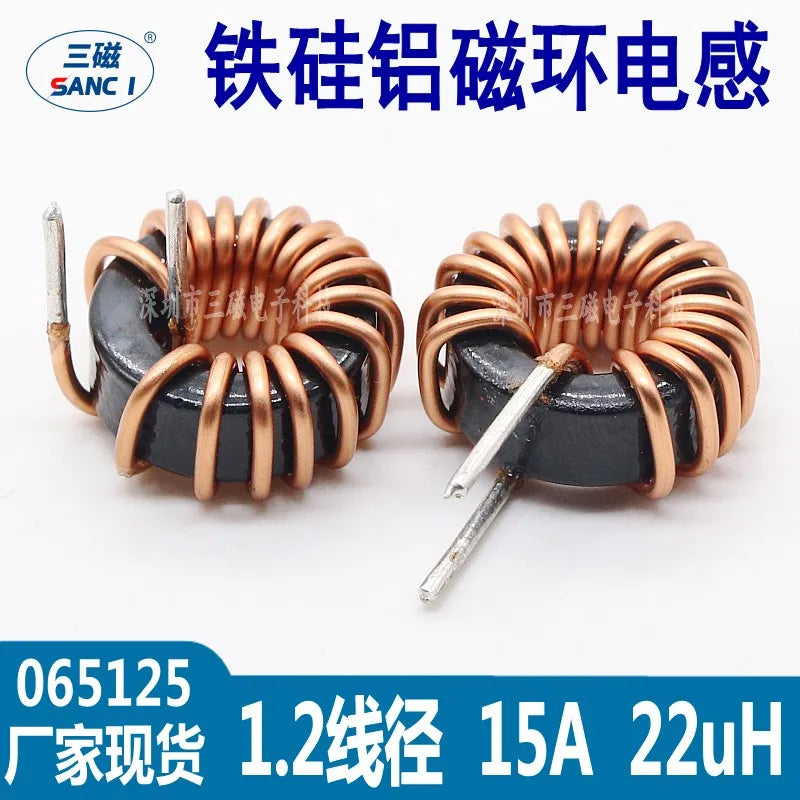 5Pcs Toroid core Inductors 65125 Winding Magnetic Inductance 22uH 33uH 470uH Inductor Iron Gauge Aluminum Magnetic Ring Coil