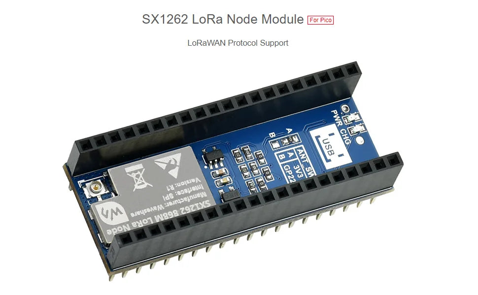 SX1262 LoRa Node Module Raspberry Pi Pico LoRaWAN Choice Of Frequency Band SX1262 LoRa Node Module
