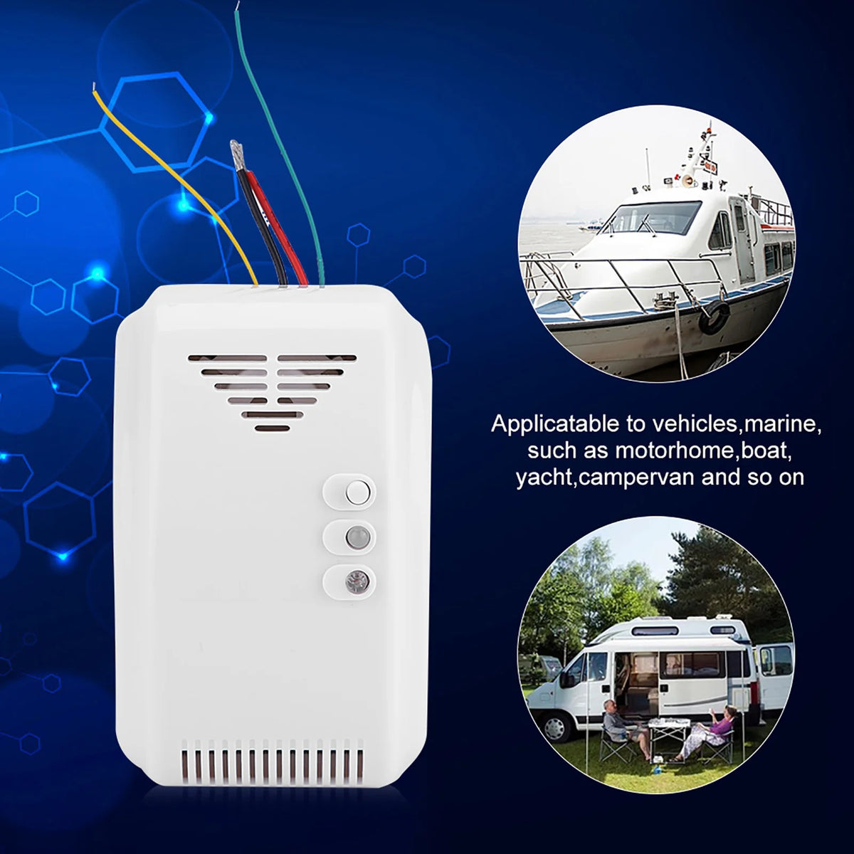 12V Gas Detector Natural Gas Alarm Sensor Propane Butane LPG Natural Motor Home Marine