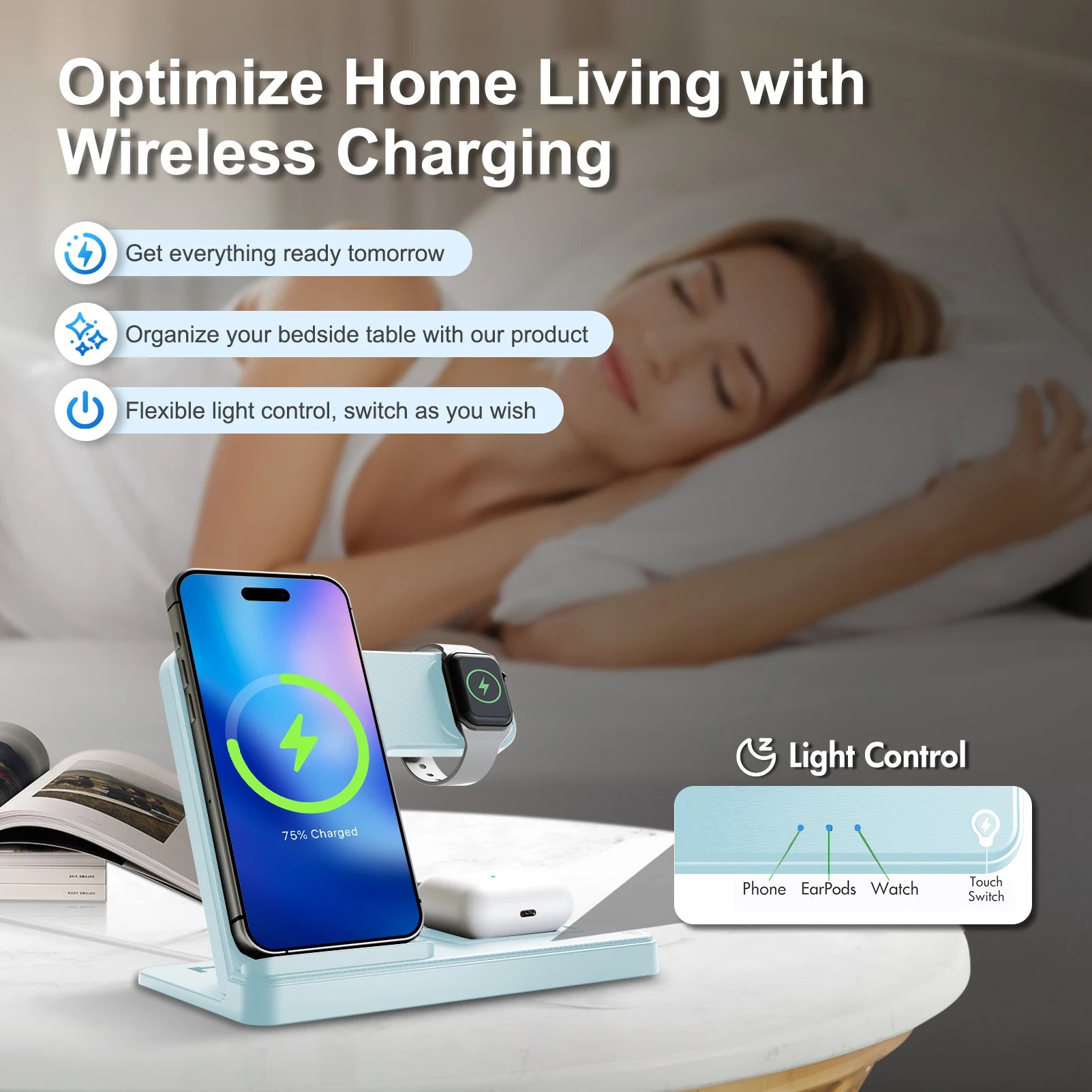 15W Magnetic Wireless Charger 3 In 1 Fast Charging Station Travel Foldable for Magsafe iPhone 1716/15/14 Apple Watch AirPods Pro