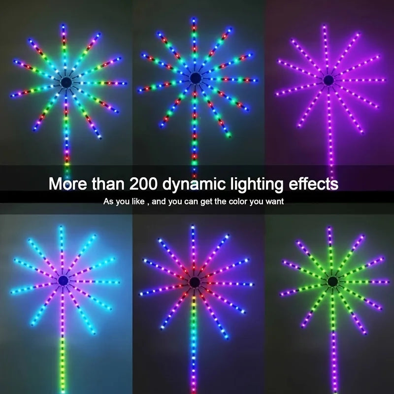 RGBIC Firework Strip Lights LED USB Powered Room Decor with Realistic Blooming Visuals BT APP Control Neon Strip USB 5V Changing Smart Lamp Sync Music Bedroom Decor Dream Light