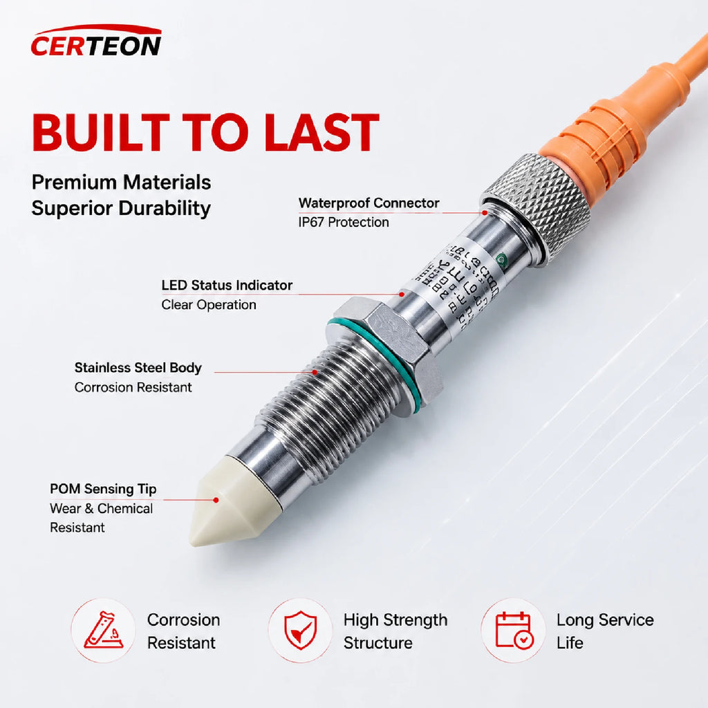 WKC1204 Capacitive Liquid Level Sensor Oil Glue Level Switch DC12-24V NPN PNP for Dispensing Potting Filling System