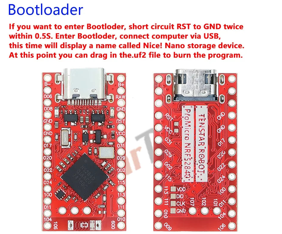 Estardyn NRF52840 Red Development Board Bluetooth Compatible With Nice!Nano V2.0 Pro Micro For Split Keyboard DIY Project