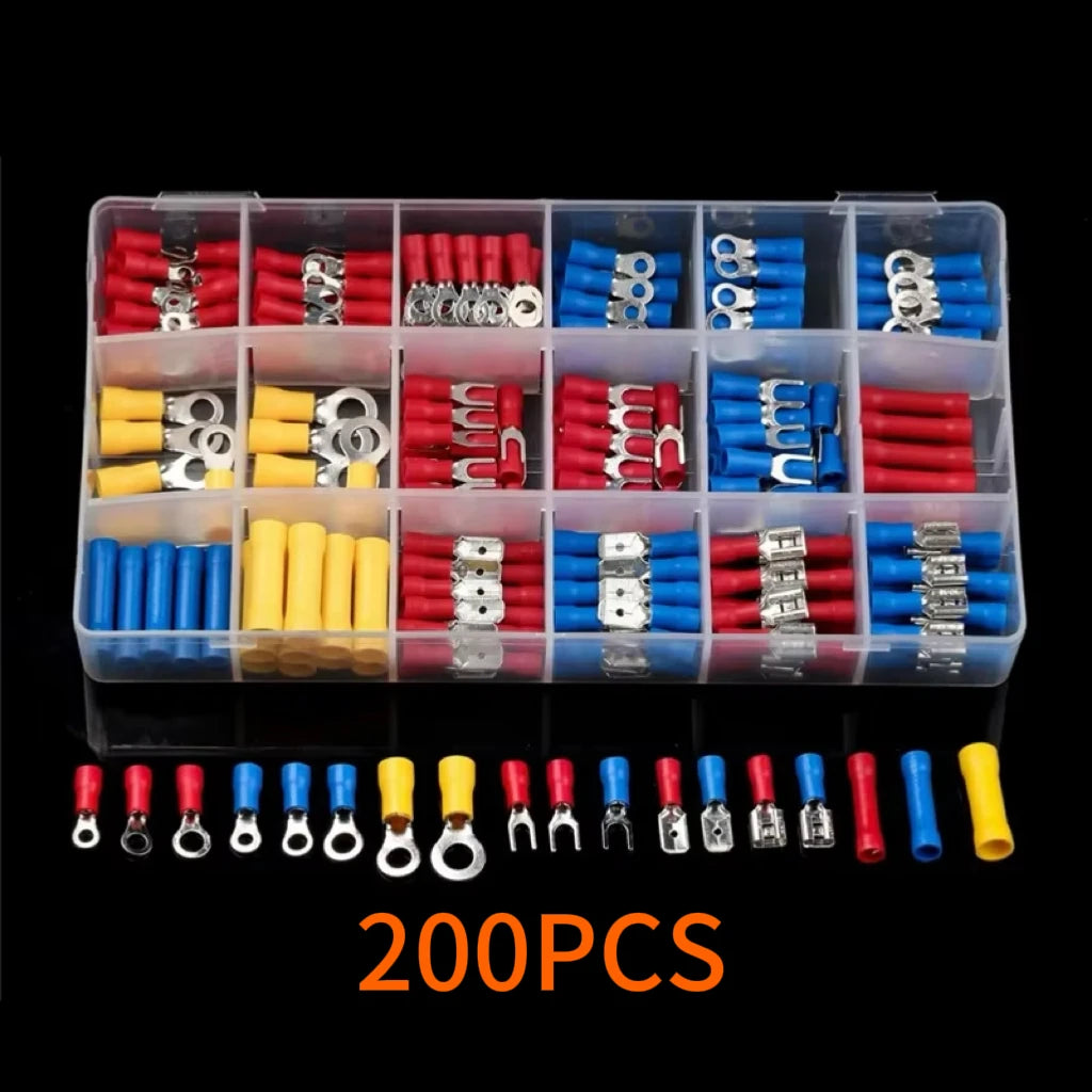 Automotive Insulated Crimp Terminals Kit, Male Female Spade Ring Fork Butt Lugs, Assorted Electrical Wire Connector Set for Car