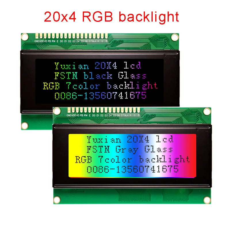 2004A 20x4 IIC I2C LCD Display Blue White Green Screen RGB Backlgiht Black Character 3.3V or 5V 98X60mm