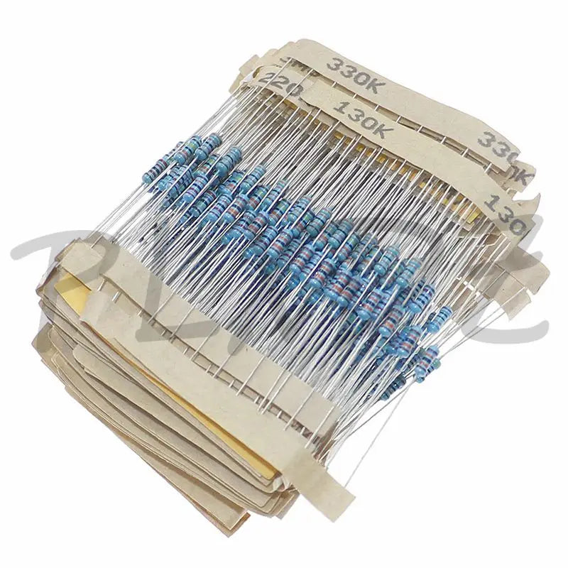 1/8W 1/4W 1/2W 1W 2W 3W Resistance 1% Metal Film Resistor Assortment Kit Set 1 10 100 K ohm  DIY Resistor Pack 0.125W 0.25W 0.5W