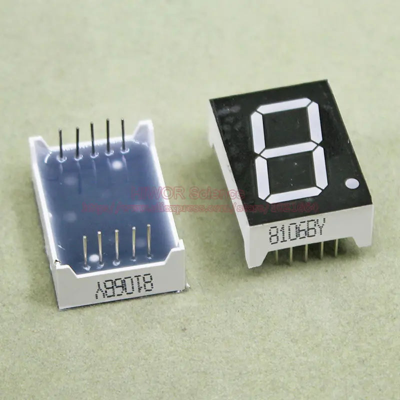 100pcs 10 Pins 8011BY 8011AY 0.8 Inch 1 Bit Digit 7 Segment Yellow LED Display Share Common Anode Cathode Digital Display