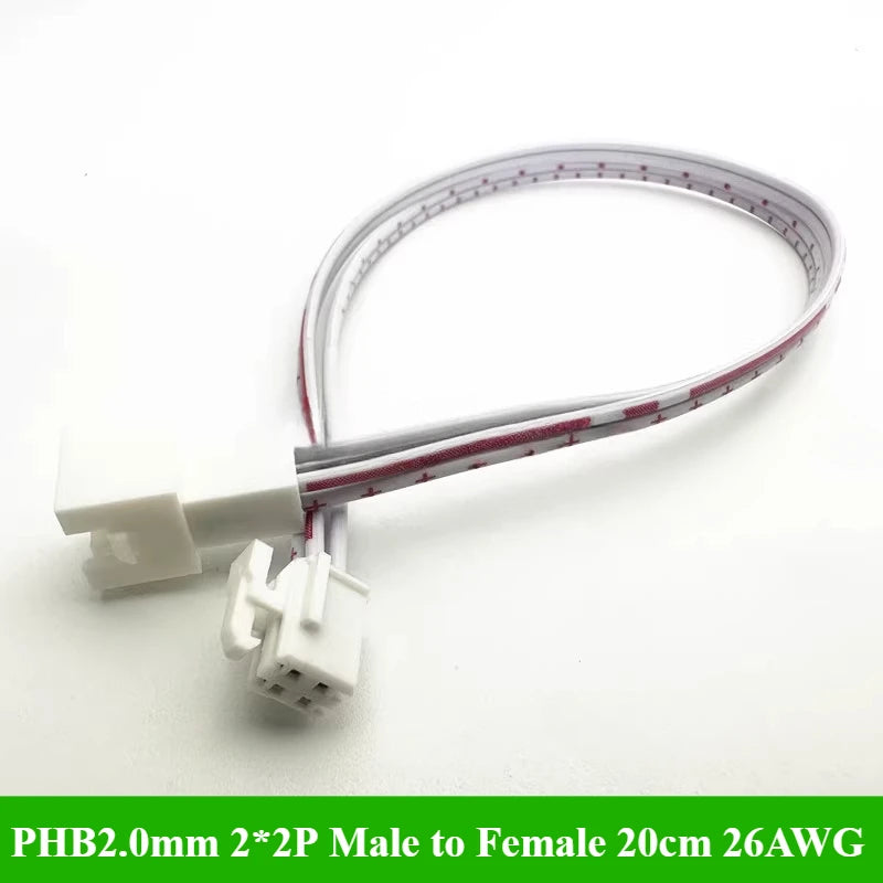 PHB2.0 PHB 2.0MM Pitch Double Row With Lock Catch Wire Cable Connector 2x2P/3P/4P/5P/6P 20cm 26AWG Male and Female Plug Socket
