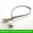 PHB2.0 PHB 2.0MM Pitch Double Row With Lock Catch Wire Cable Connector 2x2P/3P/4P/5P/6P 20cm 26AWG Male and Female Plug Socket