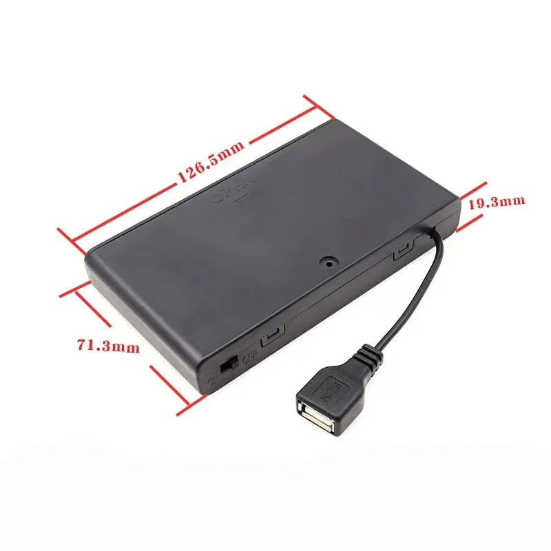 2X 3X 4X 6X 8X AA USB Battery Case With Power Switch With USB Socket AA Battery Box for 5V LED Strip Lights Mini Power Supply