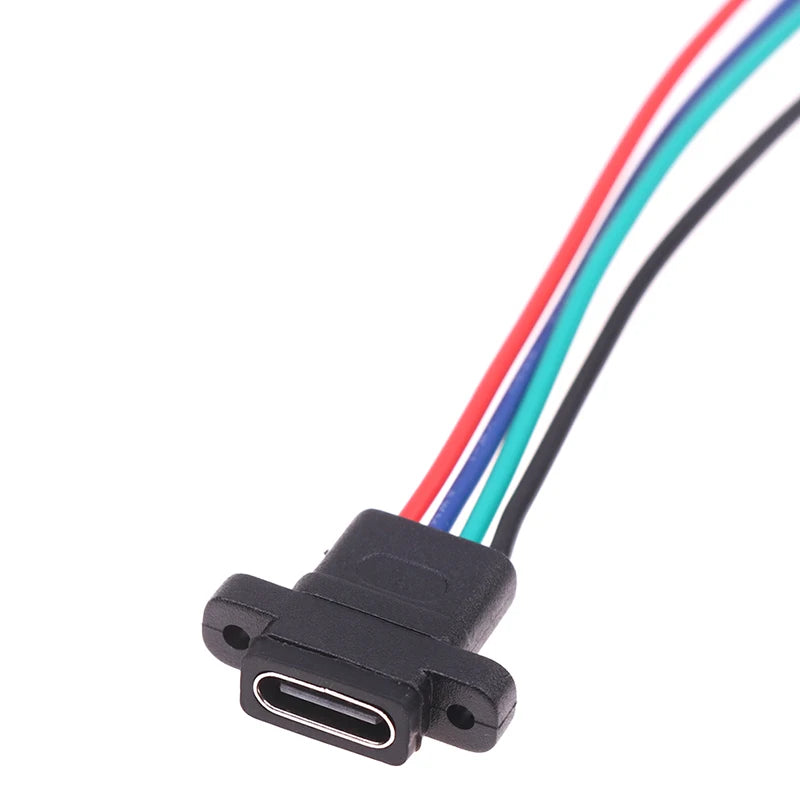 USB-C Type Connector Type-C 2Pin 4Pin Welding Wire Female Waterproof Female Socket Rubber Ring High Current Fast Charging Port