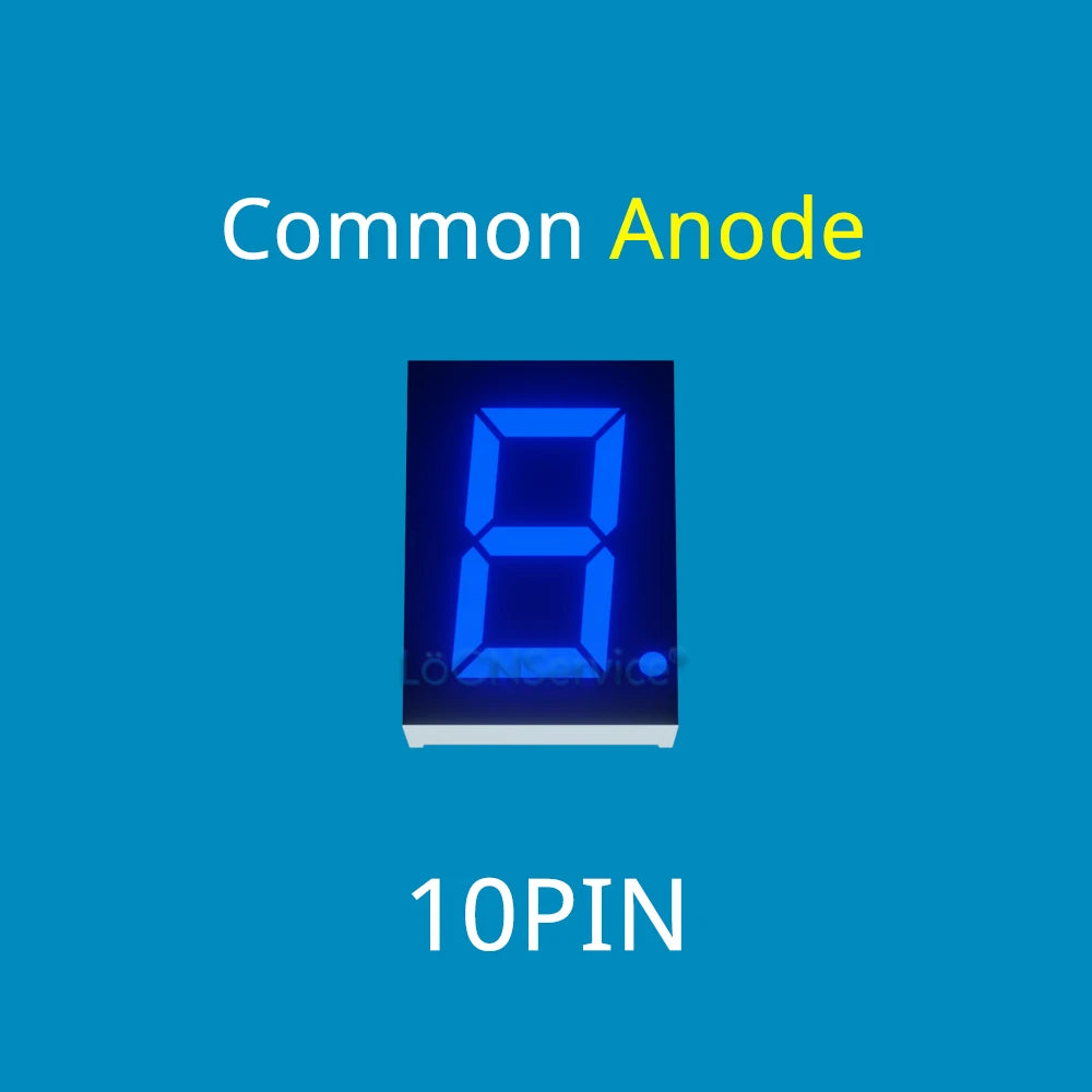 LoCNService 30PCS 0.8Inch Digital Tube LED Display 1 Bit Red Yellow Green Blue White Common Anode / Cathode 7 Segment 0.8 inch