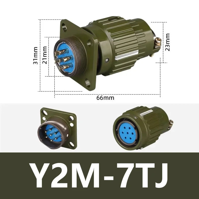 Y21M Series Fast Buckle Aviation Fixed Type Industrie Connector Plug Socket Male Female  2/3/4/5/7/10/14/16 Pin Army Green