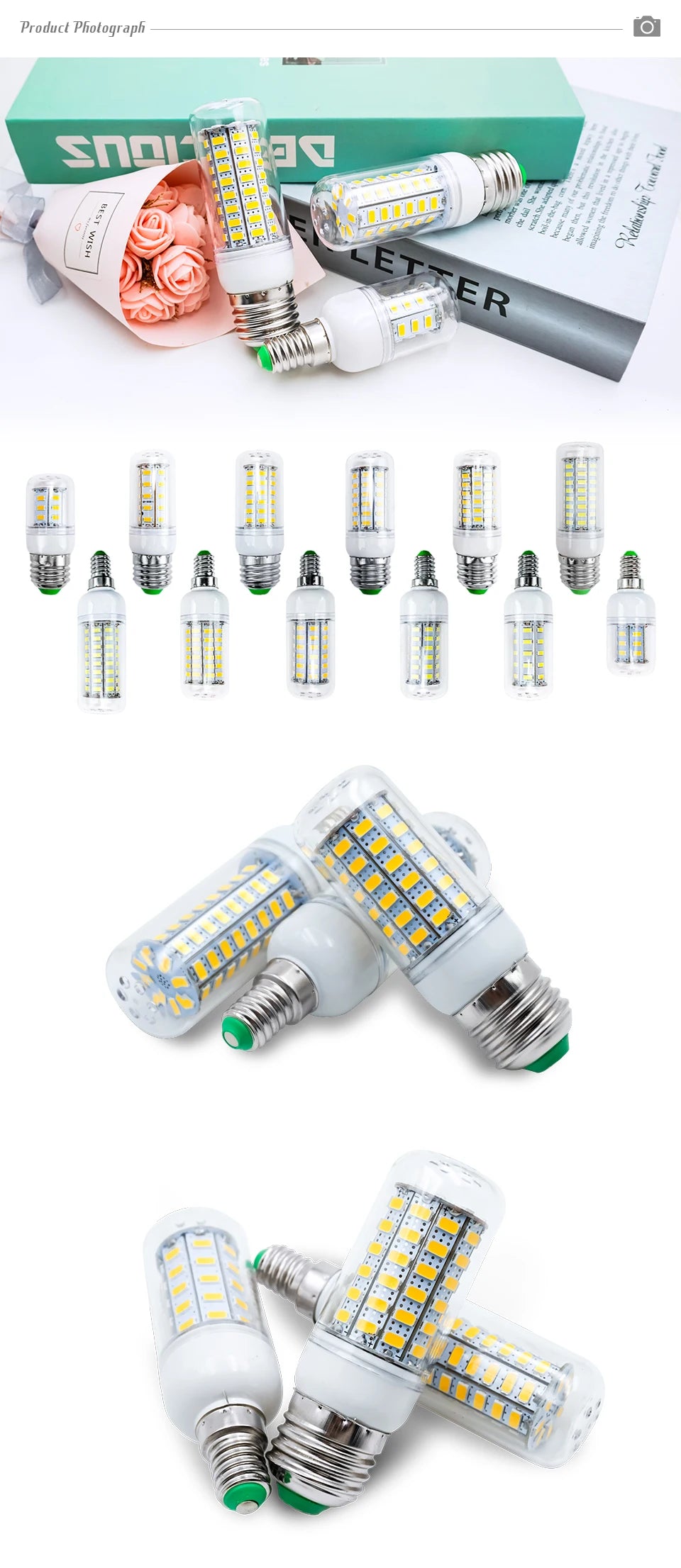 LED Bulb Lamp E27 E14 220V Corn Light Bulbs 24 36 48 56 69 72Leds 5730SMD Lampada Led Diode Lamps Energy Saving Lights for Home