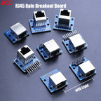 JCD 1pcs RJ45 Breakout Board With LED Lights,8P8C Female Socket Connector RJ45 Adapter Test Board with Pin Headers