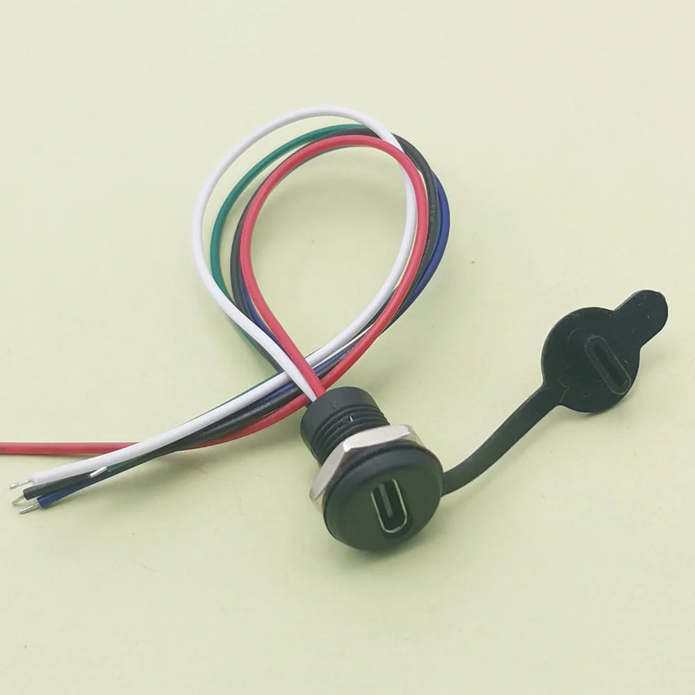10pcs USB C Connector Type-C Waterproof with Nut Locking Panel Mounting Female TPC Waterproof Fast Charging Jack Port