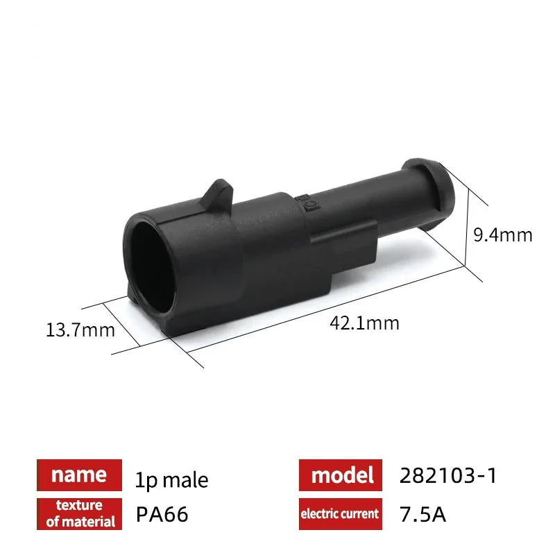 20/50/100Sets 1.5 Series AMP Automobile Connectors 1/2/3/4/5/6 Pin Super Seal Waterproof  Electrical Wire Connector PA66 Nylon