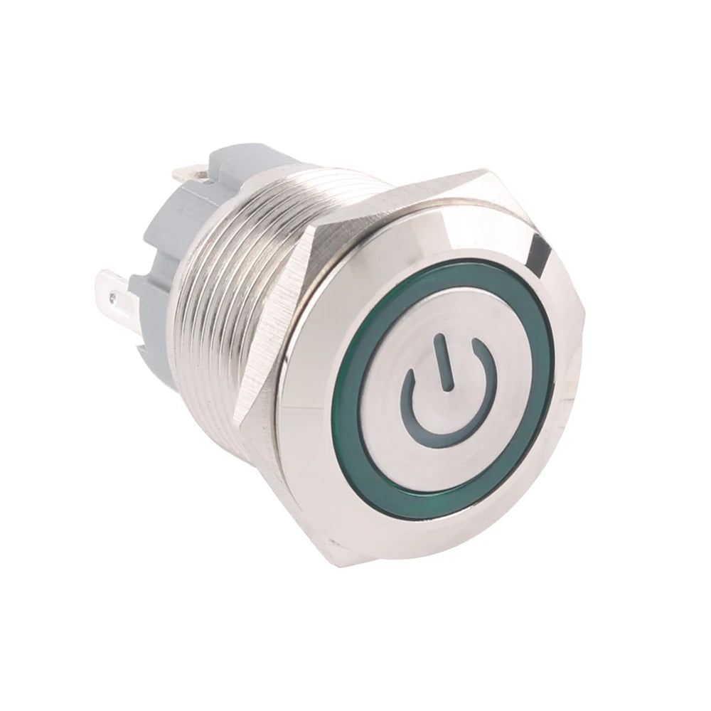 19mm Metal Push Button Switches 4Pins Short Terminals Button Latching Lock/ Self-reset 6V12V24v220V Red Green LED Light for PC