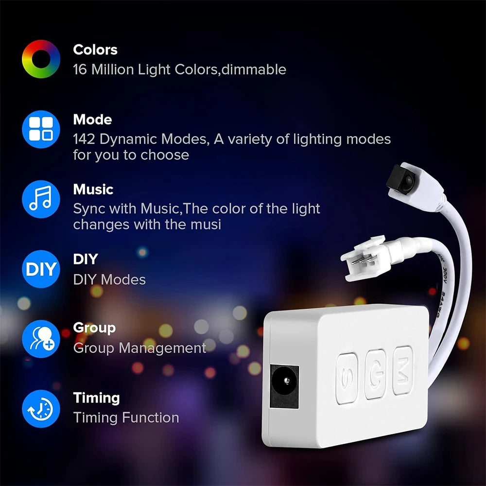 Wholesale SP611E DC5V-24V WS2812B WS2811 Bluetooth Music LED Strip Controller IR38 Keys Remote APP For Addressable LED Lighting