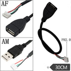 USB 2.0 to PH2.0/XH2.54/mx1.25 Data Cable, 4-Pin PH2.0 Pin to USB 2.0 Connection Cable, Small Motherboard USB Pin