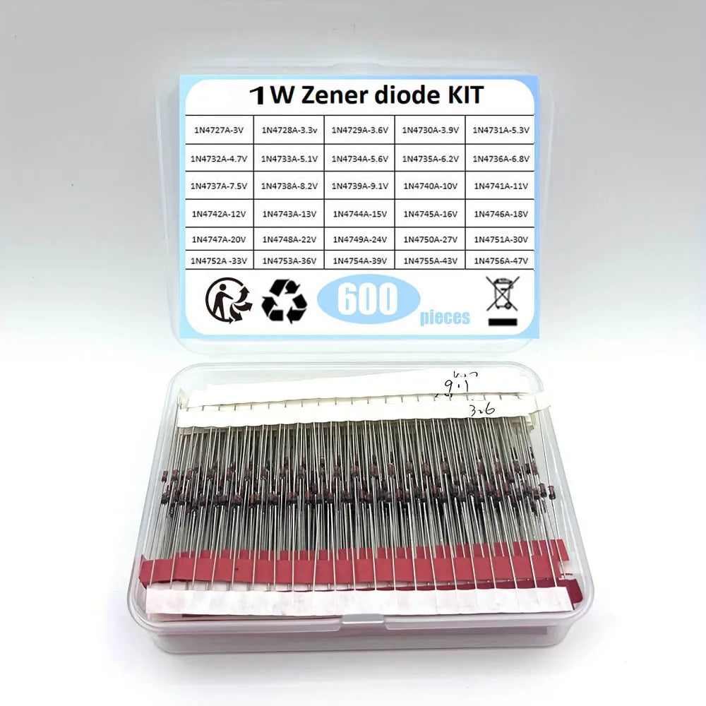 1W 30Values*20Pcs=600Pcs  Zener Diode Kit DO-41 3V-47V Component Diy Box Free