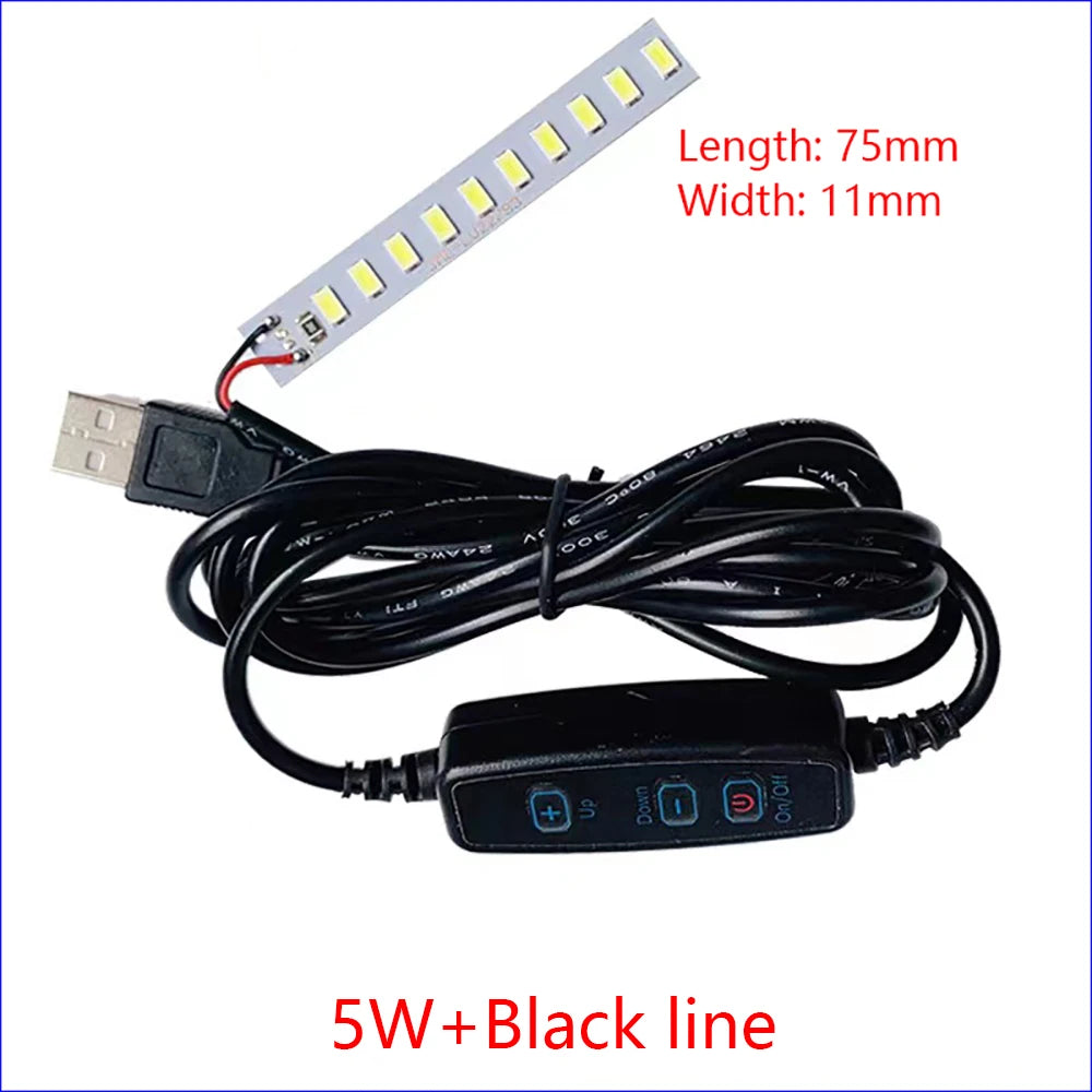 1PCS DC5V Dimming Light Switch Of 2 Meters With LED Chips 5730 SMD LED Lamp 1W 2W 3W 4W 5W 10W LED Light Beads White Warm White