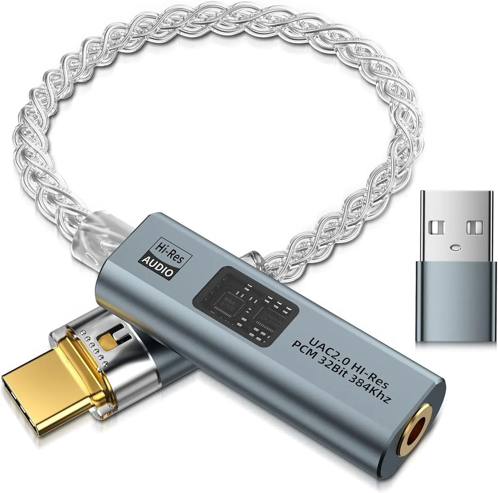 USB-C to 3.5mm Audio Adapter Headphone Amplifier DAC HiFi 32b/384kHz with CX31993 MAX97220 Dual Chip for Android iPhone iPad PC