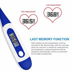 AiQUE Digital Pet Thermometer Fast Read Soft Tip Rectal Oral Temperature Meter for Dogs Cats Pets Memory Recall Veterinary Tool