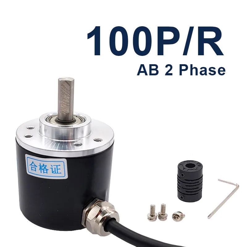38S6G5-B-G24N Rotary Incremental Encoder AB 2 Phase Connection 50/100/200/360P/R 5-24V Solid Shaft DC Open Collector Output NPN
