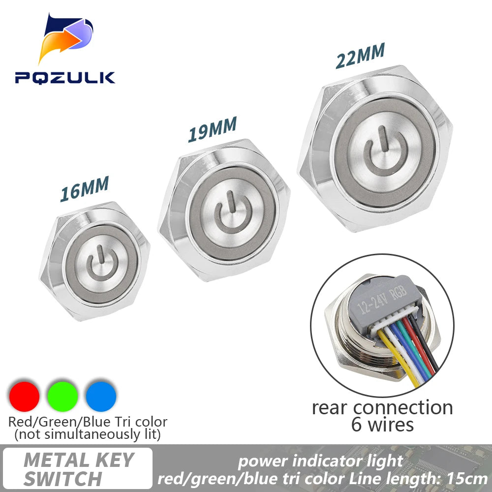 Ultra Short Push Button Switch Waterproof 16/19/22mm 12V 24V led light Momentary Self-reset Wiring Buttons without fixation