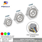Ultra Short Push Button Switch Waterproof 16/19/22mm 12V 24V led light Momentary Self-reset Wiring Buttons without fixation