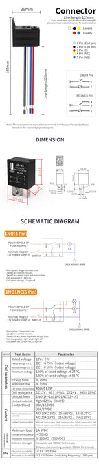 LANBOO 30A Violet Relay for Car 12V/24V Car Modification Parts 4PIN/5PIN 1NO/1NO1NC