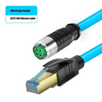 Waterproof M12 to RJ45 Network Line ip67 CAT7/CAT6A RJ45 to 4Pin 8Pin A/D/X Type Encoded Connector Cable Double Shielded Wire