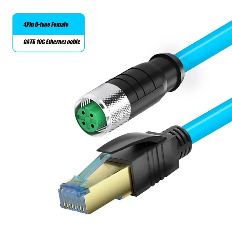 Waterproof M12 to RJ45 Network Line ip67 CAT7/CAT6A RJ45 to 4Pin 8Pin A/D/X Type Encoded Connector Cable Double Shielded Wire
