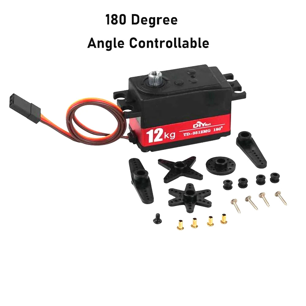 12kg Short Body Low Profile Digital Servo Metal Gear 180° 270° 360° for Arduino RC Car Drift 1:10 1:12 Fix-wing Robot Arm