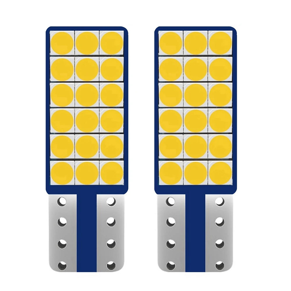 2Pcs T10 W5W Super Bright 3030 LED Bulbs Car Interior Reading Dome Lamp Auto Luggage Compartment Light Pure White Warm White 12V