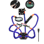 Flexible Holder Alligator Arms Soldering Helping Hands Table Clamp Pcb Board Adjustable Welding Repair Third Hand Tool Magnifier