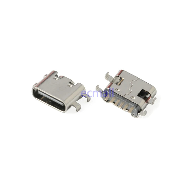 10Pcs USB Connector Type C Female Charging Port Jack 2/6/16 Pin Type-C Socket PCB Soldering SMD SMT DIY Repair Type C Adapter