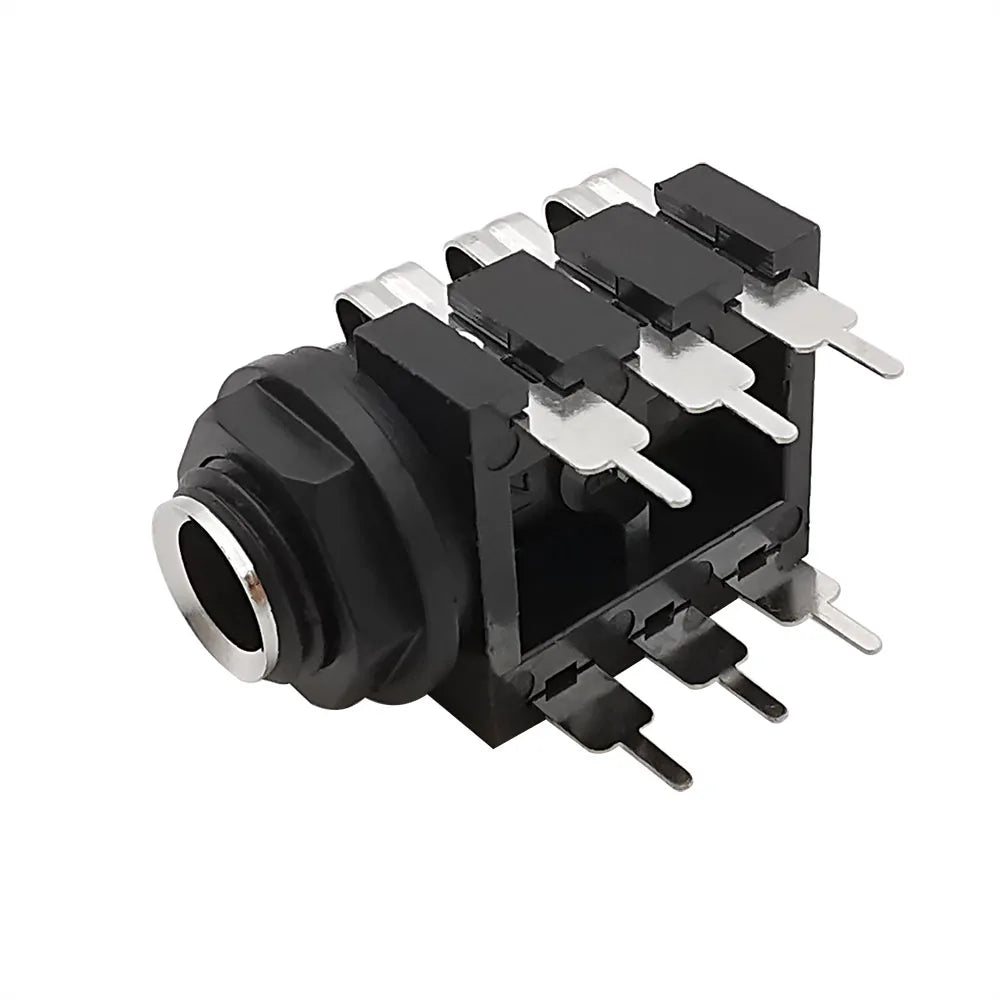 1/2/5/10Pcs 6.35mm Jack 1/4" 6Pin Stereo Female Headphone Socket Audio Plug Microphone Jack Thread PCB Panel Mount Connectors