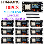 1-10pcs/NodeMCU ESP8266 Development Board With 0.96 Inch OLED Display CH340G ESP-12F WiFi Module TYPE-C USB For Arduino