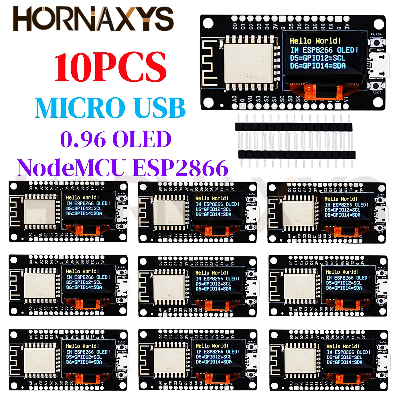 1-10pcs/NodeMCU ESP8266 Development Board With 0.96 Inch OLED Display CH340G ESP-12F WiFi Module TYPE-C USB For Arduino