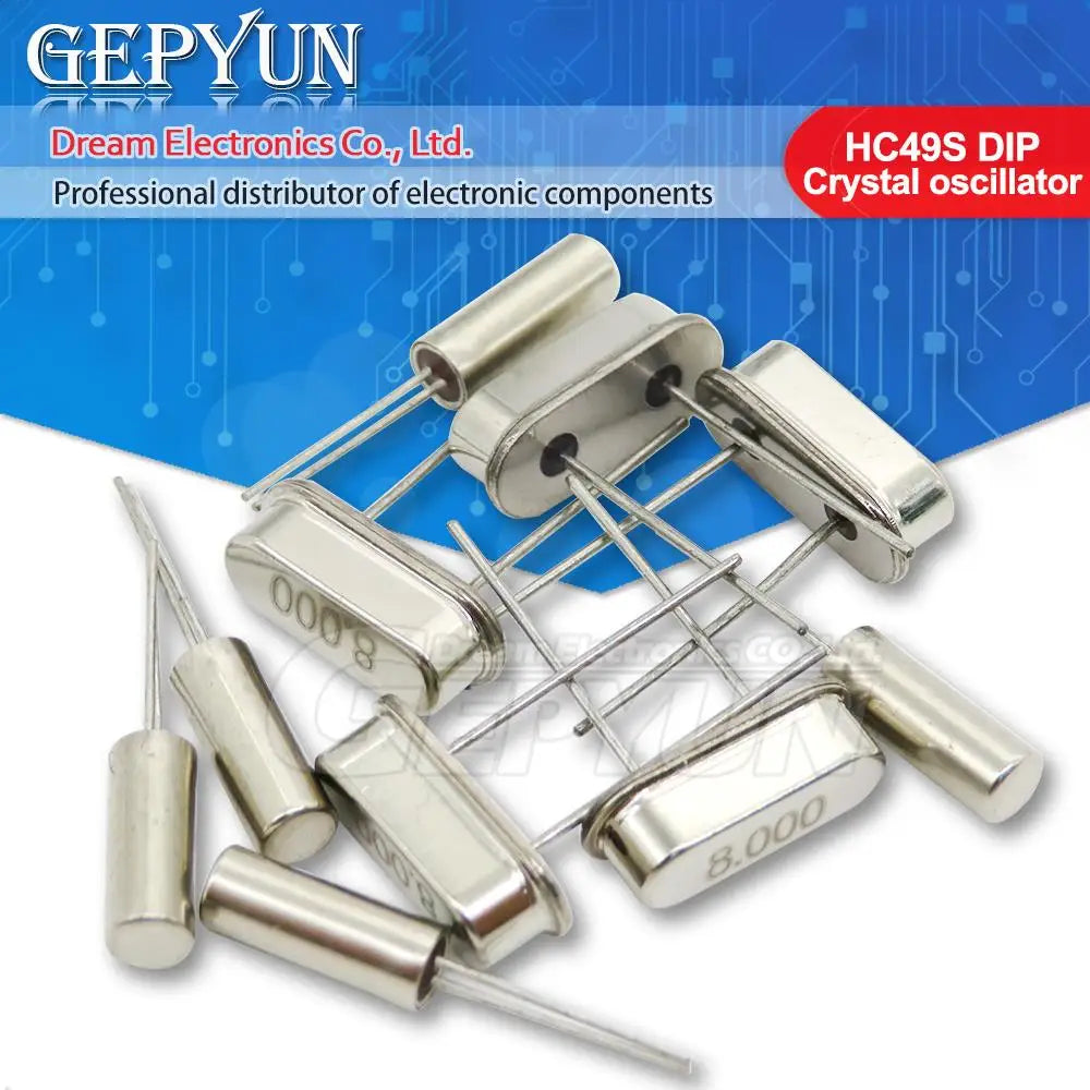 10PCS HC49S 4 6 8 12 16 20 24 32.768 2X6 32.768K 3X8 4.096 7.3728 11.0592 13.56 22.1184 25 27 30 32 Mhz DIP Crystal Oscillator