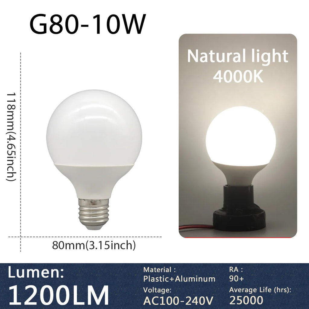 1-5 Pack G80 G95 G125 Globe LED Light Bulbs 10W 12W 18W 40 Watt Equivalent LED Edison Bulbs, Warm White 3000K E27 Base, Milky