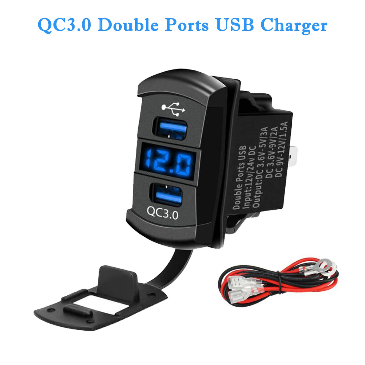 12V 24V Boat Trim Tabs Switch (ON)-OFF-(ON) Momentary Rocker Switch Waterproof Blue Light ON-OFF Toggle Switch With Harness
