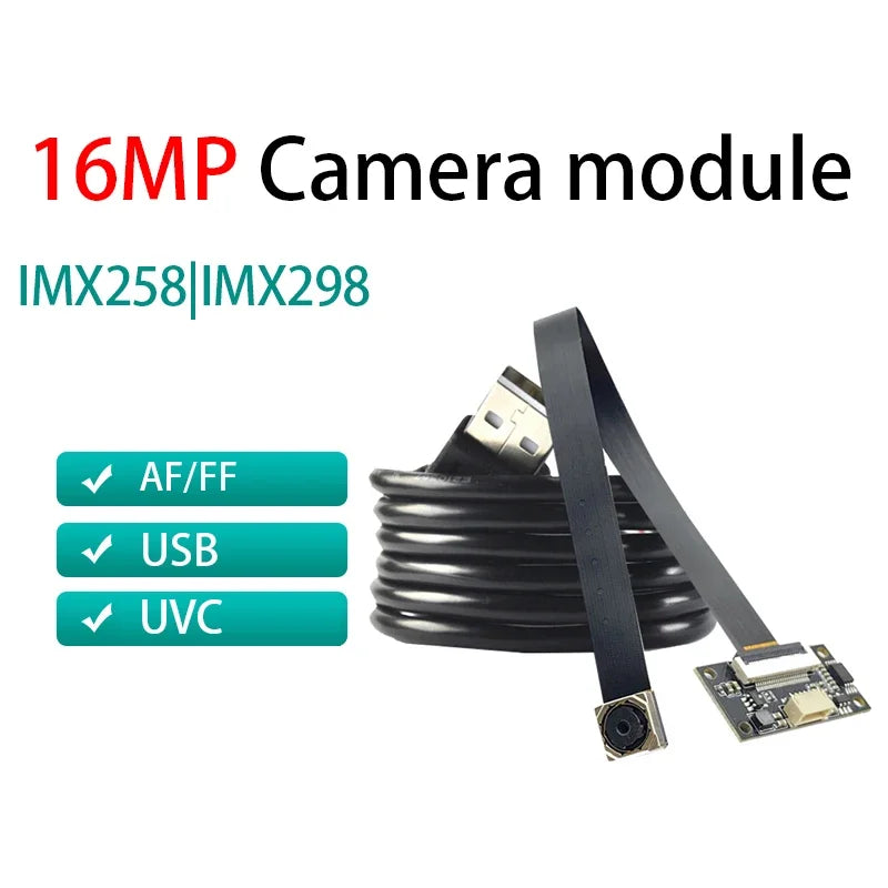 USB Camera Module 16mp 4656X3496 4K Cmos Imx258 Af/Mf/Ff 30fps Imx298/OV5693 Used for Document Shooting
