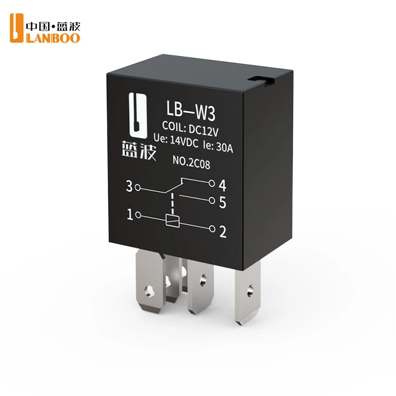 LANBOO Violet relay for Car 12V/24V 30A 4PIN/5PIN 1NO/1NO1NC Car modification parts